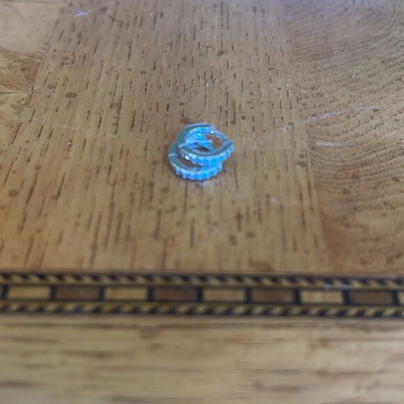 SILVERY CRYSTAL hoop Huggies! - Picture 5 of 6